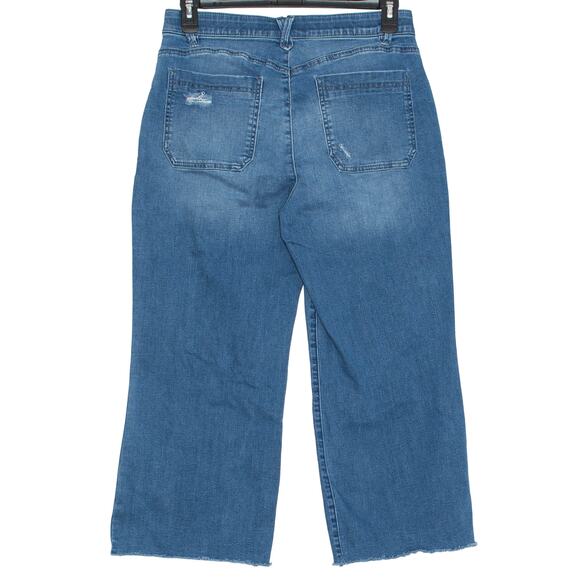 Democracy Ab Technology Jeans Y2K Wide Leg Cropped High Rise Button Fly Blue 12 - Picture 2 of 7